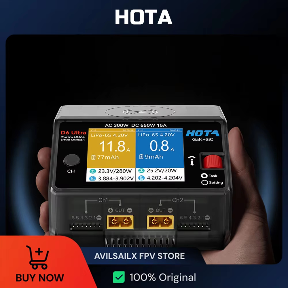 HOTA D6 Ultra GaN+SiC Dual Cha - đánh giá và giá Balance Charger Rc