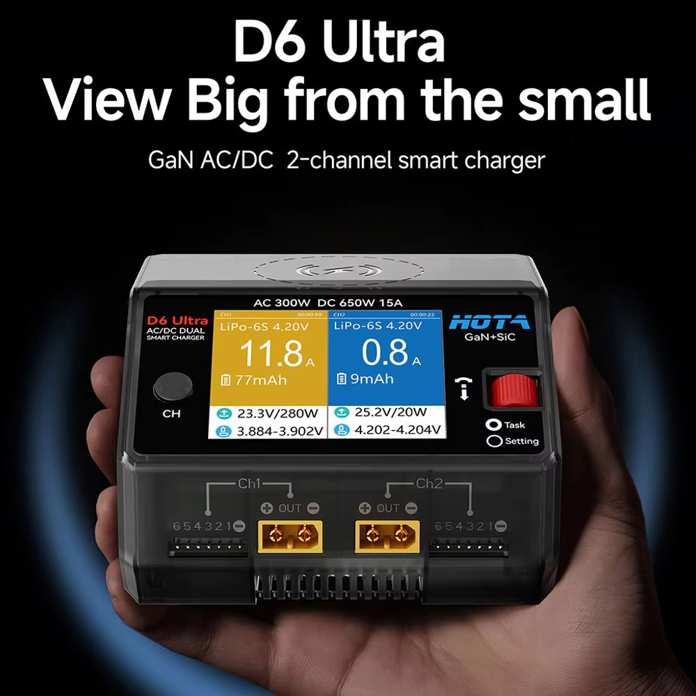 HOTA D6 Ultra GaN+SiC Dual Cha - đánh giá và giá Balance Charger Rc