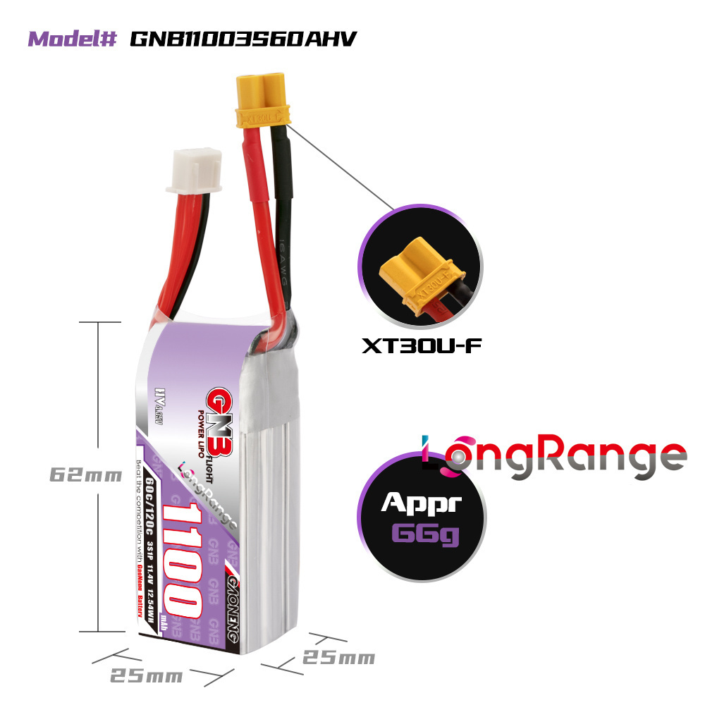 GNB 1100mAh 2S 3S 4S 6S 60C/12 - đánh giá và giá Lipo Battery 6S