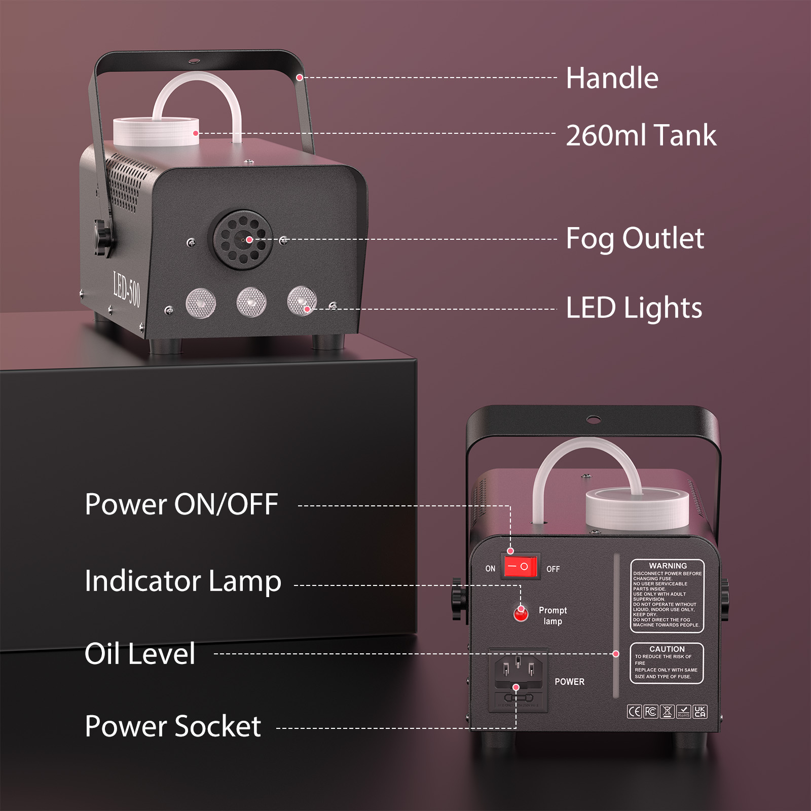 U'King 500W Smoke Machine RGB  - đánh giá và giá Smoke Stopper