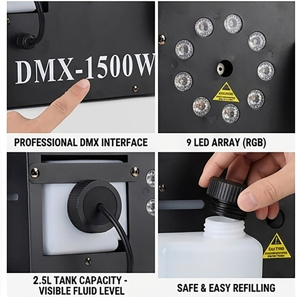 1500W Fog Smoke Machine RGB 9X - đánh giá và giá Smoke Stopper